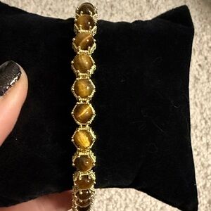 Elegant Gold and Brown Park Lane genuine Tigers eye Bracelet